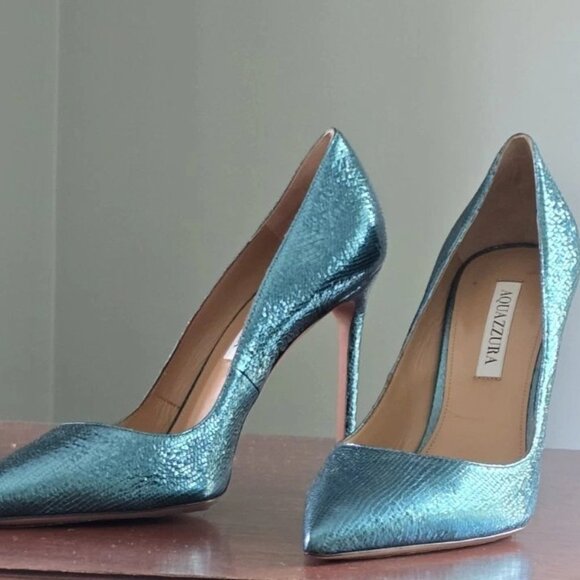 Aquazzura Shoes - Aquazzura Purist Pump 105 Metallic Green/Blue Pumps